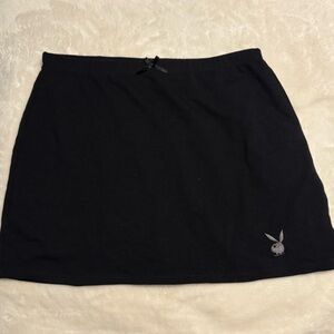 PLAYBOY Black Mini Skirt with Logo Accent